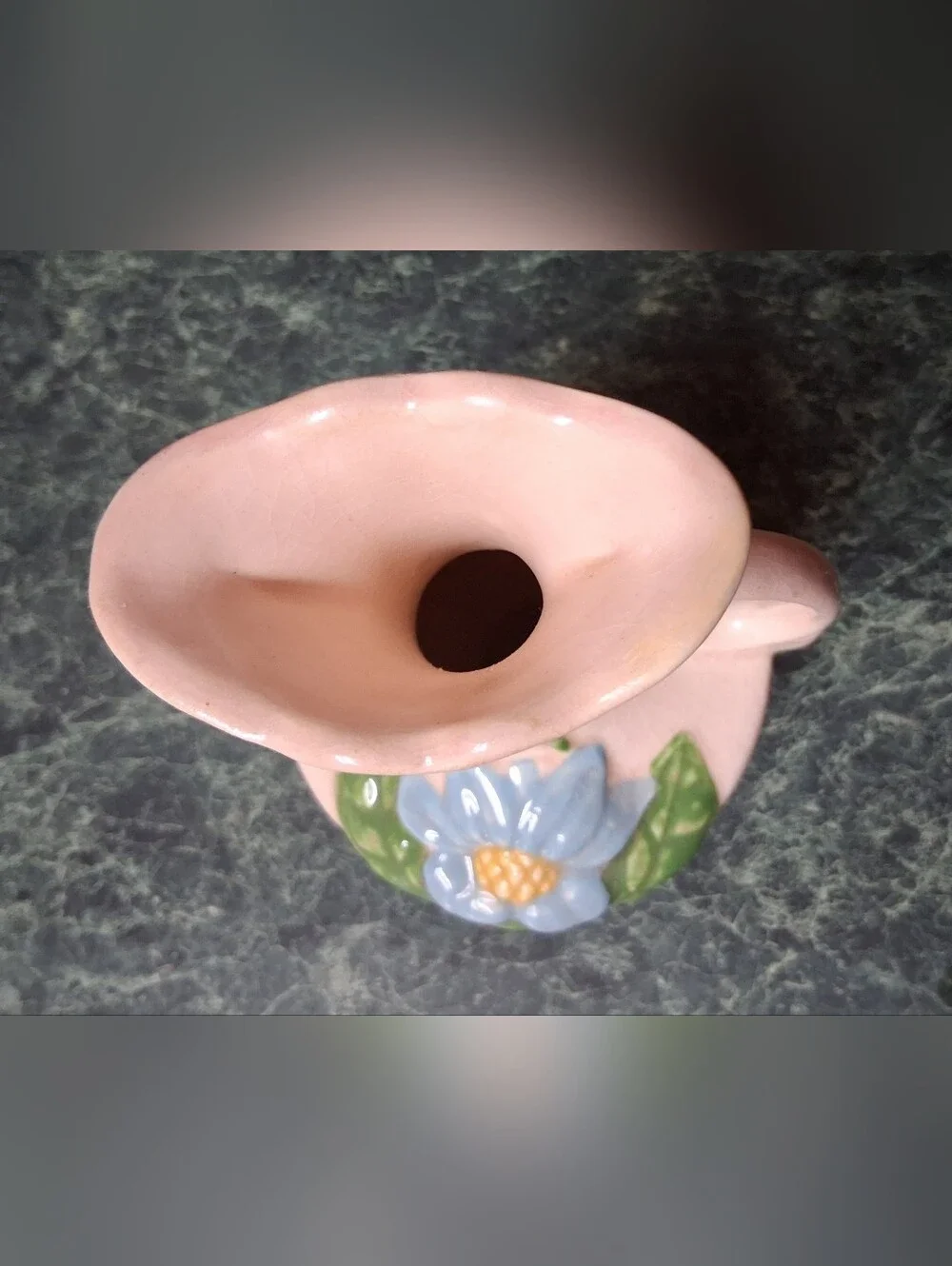 Vintage Ca. 1947-48 Hull Art Pottery Vase Glossy Pink, Blue Magnolia H-2-5-1/2